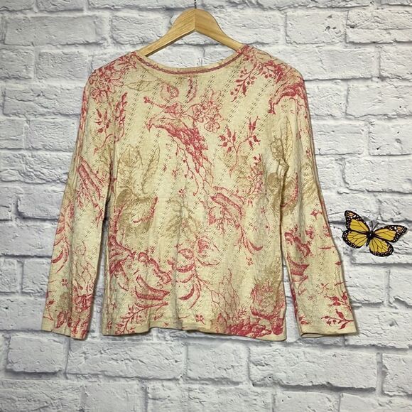Sigrid Olsen Open Knit Butterfly Embroidered Sweater Size Medium - Picture 5 of 10